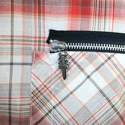 CHROME HEARTS Large Cross Patch Dagger Zip Shirt Red Size M