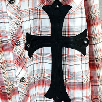 CHROME HEARTS Large Cross Patch Dagger Zip Shirt Red Size M