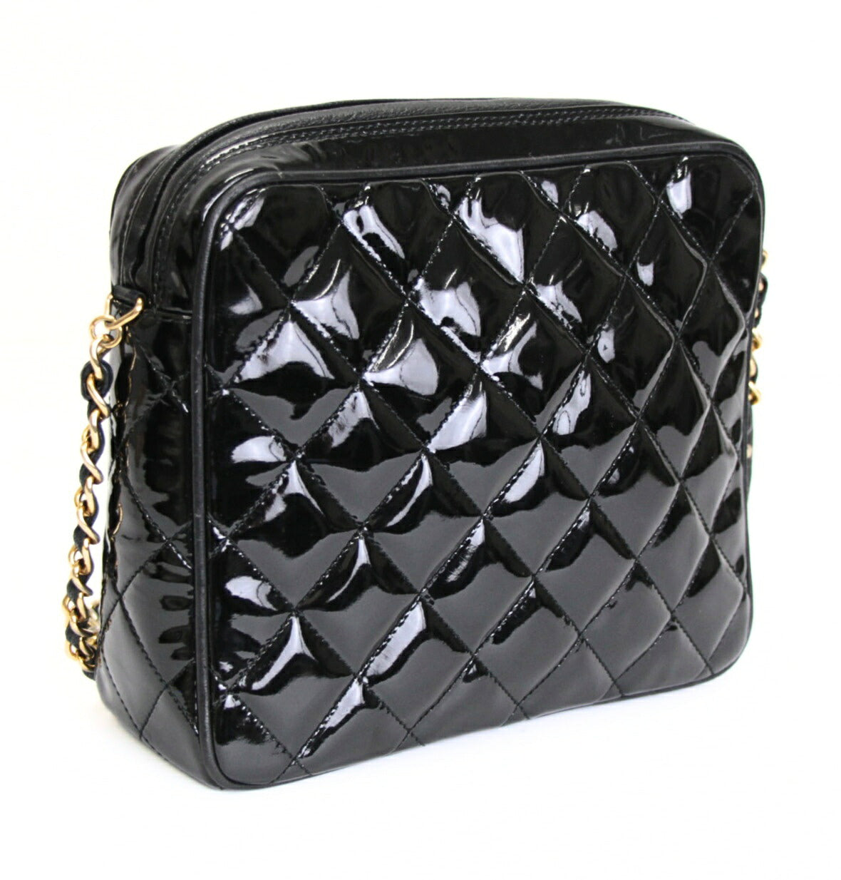 CHANEL Matelasse Fringe Patent Bag Black Size ONE SIZE