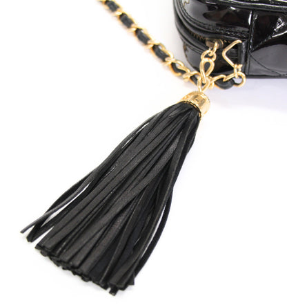 CHANEL Matelasse Fringe Patent Bag Black Size ONE SIZE