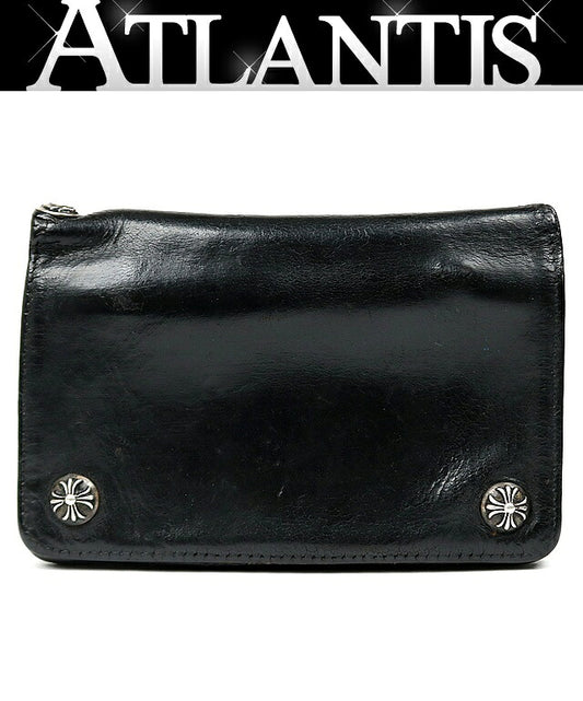 CHROME HEARTS 2ZIP Cross Button Wallet Black Size ONE SIZE