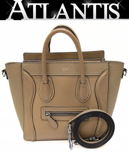 CELINE Luggage Nano Shopper 2WAY Bag Beige Size ONE SIZE
