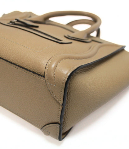 CELINE Luggage Nano Shopper 2WAY Bag Beige Size ONE SIZE