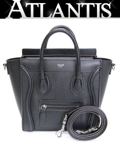 CELINE Luggage Nano Shopper 2WAY Bag Black Size ONE SIZE