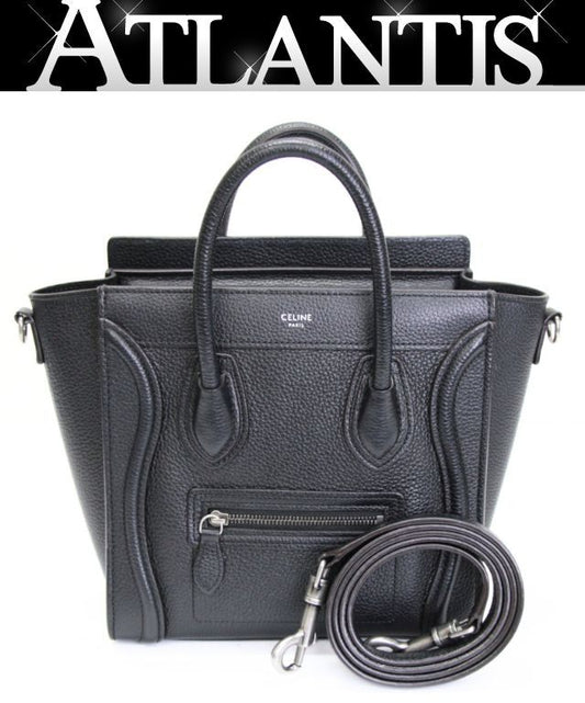 CELINE Luggage Nano Shopper 2WAY Bag Black Size ONE SIZE