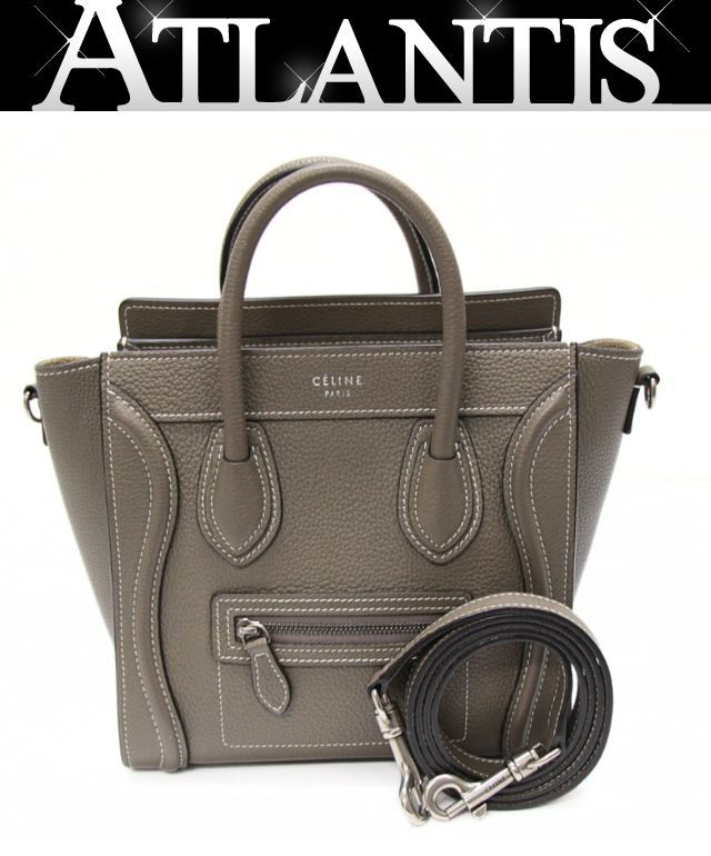 CELINE Luggage Nano Shopper 2WAY Bag Beige Size ONE SIZE