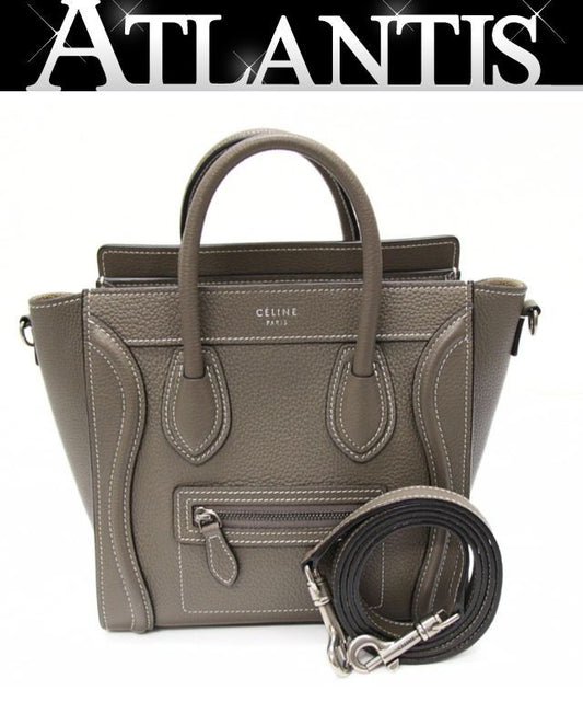 CELINE Luggage Nano Shopper 2WAY Bag Beige Size ONE SIZE