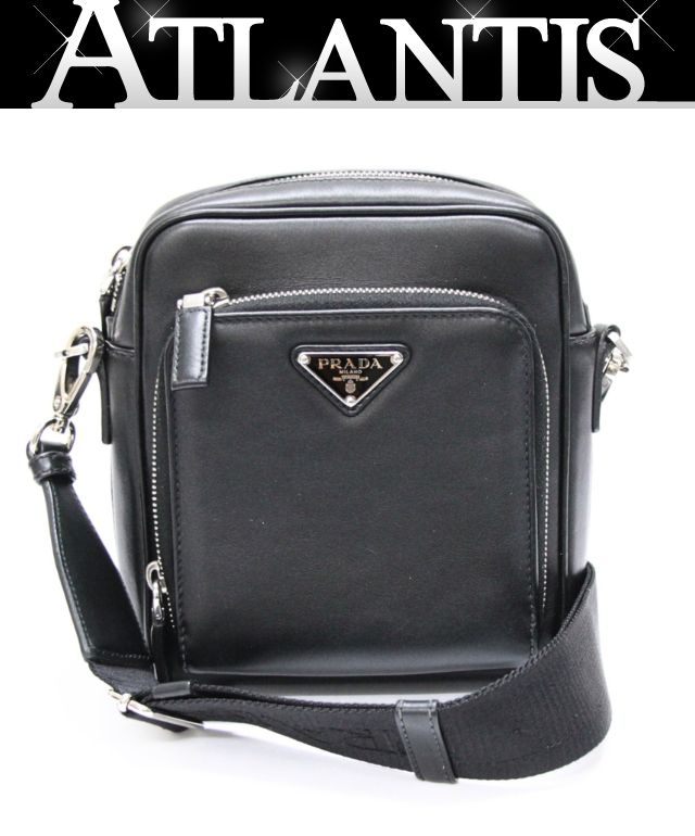 PRADA Triangle Logo Soft Calf Bag Black Size ONE SIZE
