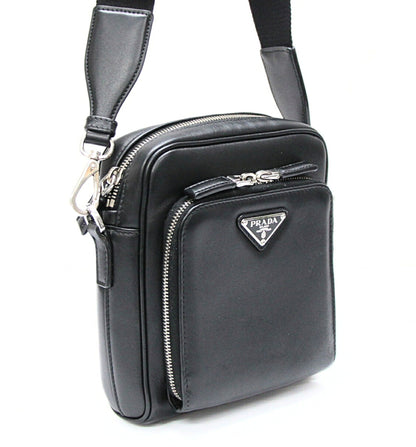 PRADA Triangle Logo Soft Calf Bag Black Size ONE SIZE