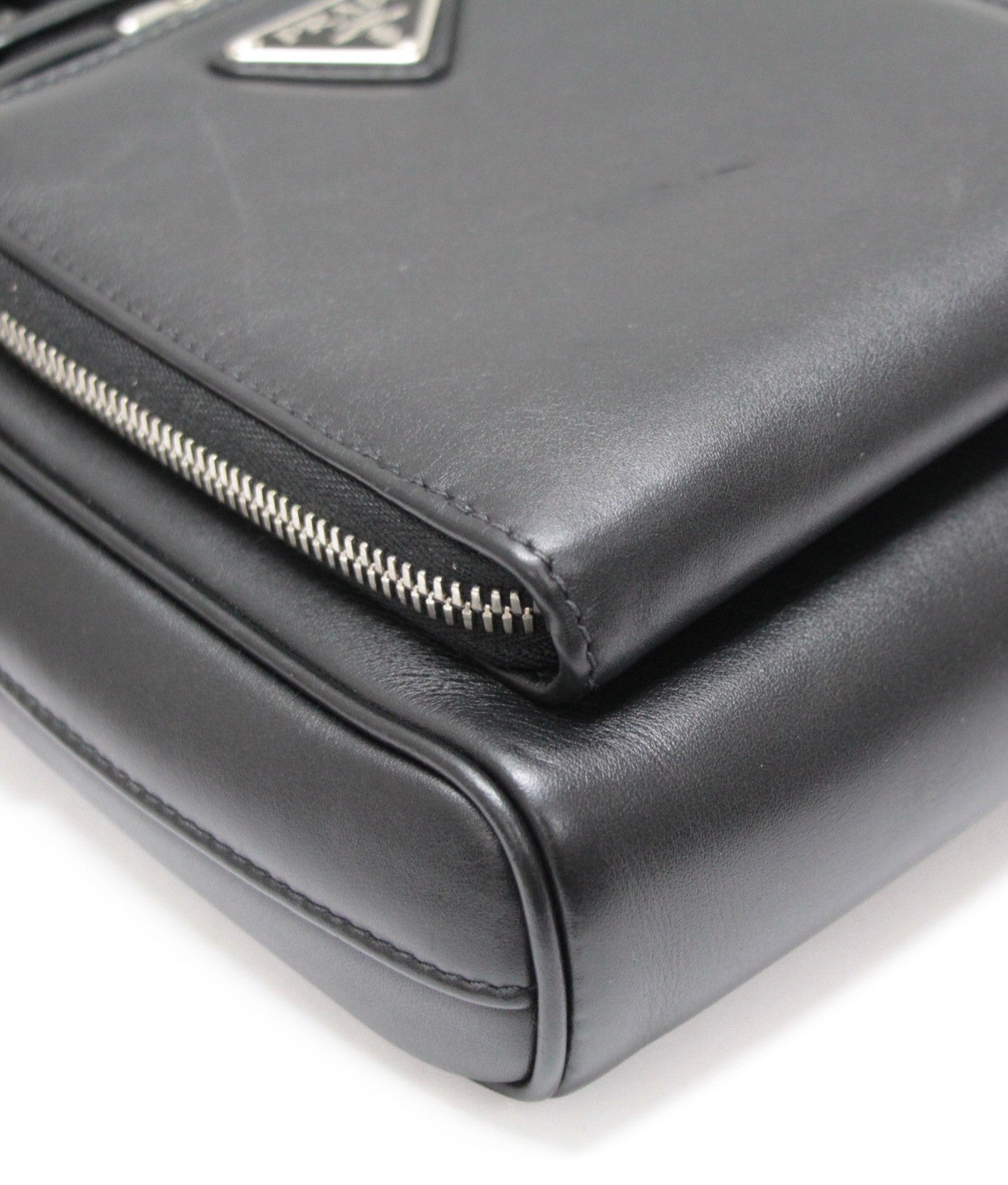 PRADA Triangle Logo Soft Calf Bag Black Size ONE SIZE