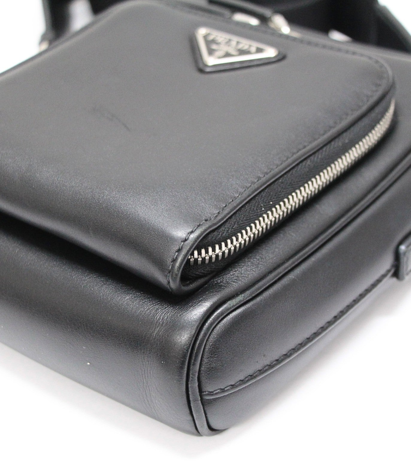 PRADA Triangle Logo Soft Calf Bag Black Size ONE SIZE