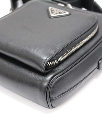 PRADA Triangle Logo Soft Calf Bag Black Size ONE SIZE