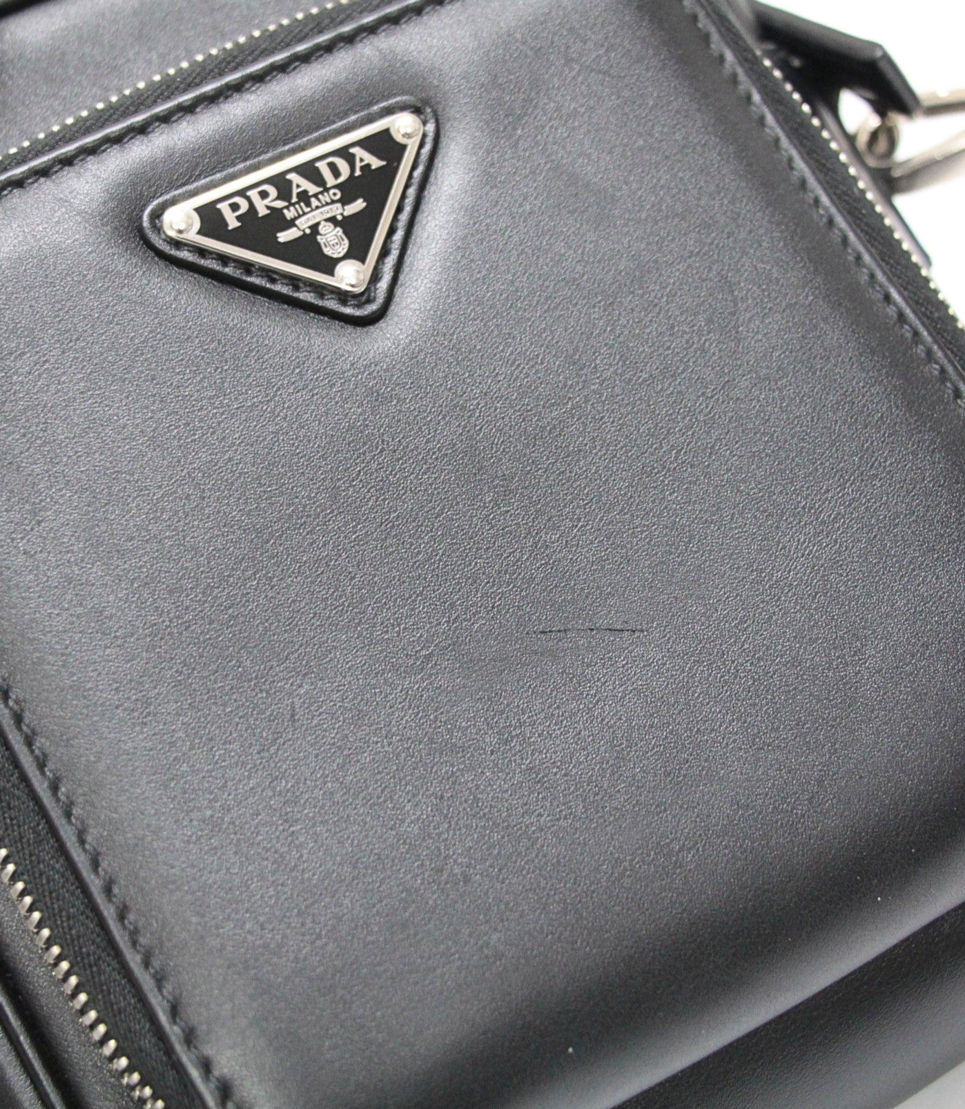 PRADA Triangle Logo Soft Calf Bag Black Size ONE SIZE