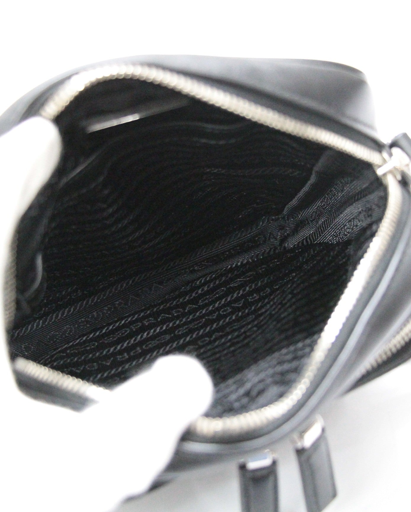 PRADA Triangle Logo Soft Calf Bag Black Size ONE SIZE