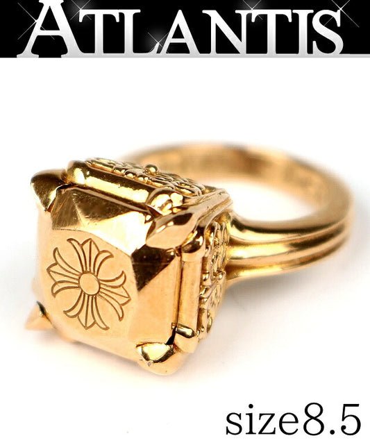 CHROME HEARTS 22K Cocktail CH Plus Ring Gold Size US 4.5