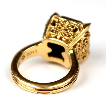 CHROME HEARTS 22K Cocktail CH Plus Ring Gold Size ONE SIZE