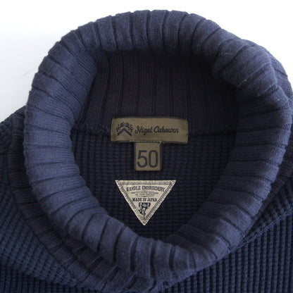 Nigel Cabourn TURTLE NECK WAFFLE T-Shirt Blue Size 50