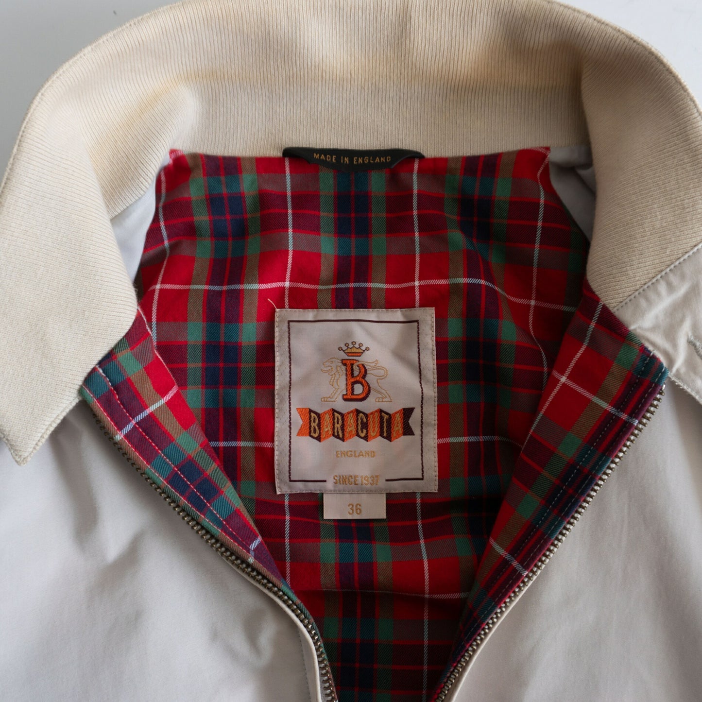 BARACUTA G9 Harrington Jacket Ivory Size 36