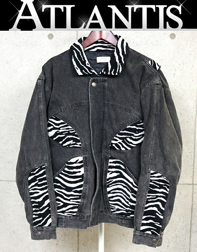 CELINE 21AW Hedi TEEN KNIGHT POEM Zebra Jacket Black Size L