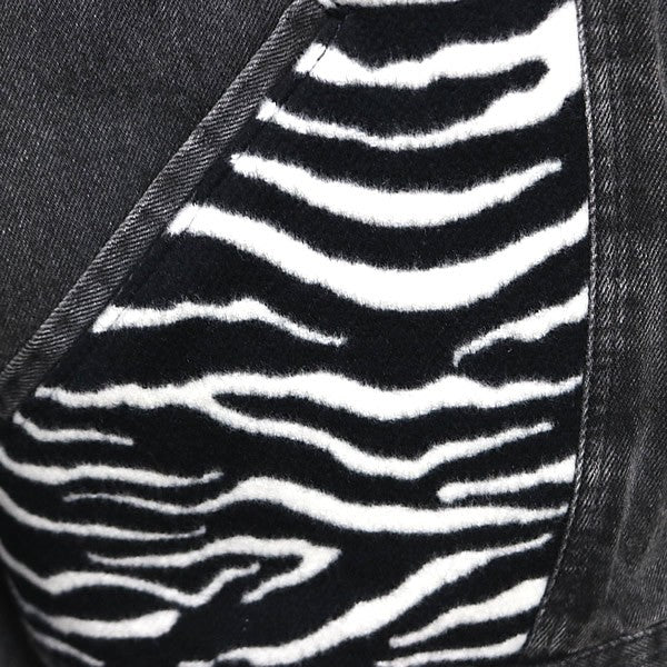 CELINE 21AW Hedi TEEN KNIGHT POEM Zebra Jacket Black Size L