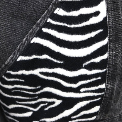 CELINE 21AW Hedi TEEN KNIGHT POEM Zebra Jacket Black Size L