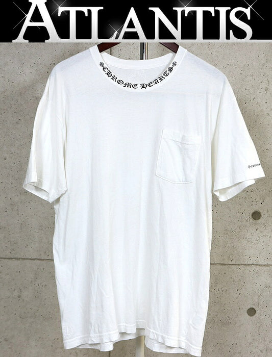 CHROME HEARTS Neck Logo Print T-Shirt White Cotton Size XL