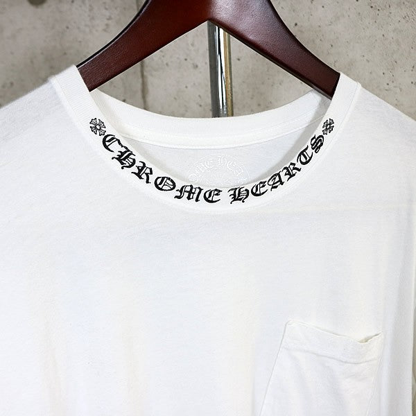 CHROME HEARTS Neck Logo Print T-Shirt White Cotton Size XL