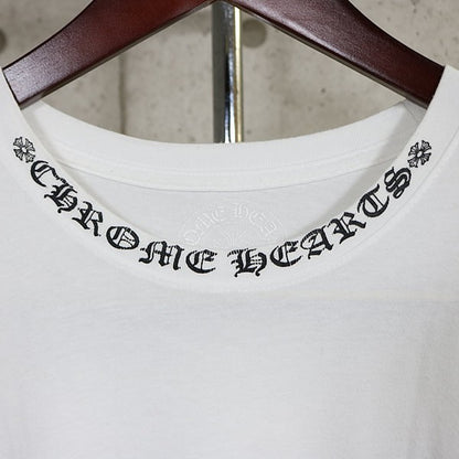 CHROME HEARTS Neck Logo Print T-Shirt White Cotton Size XL