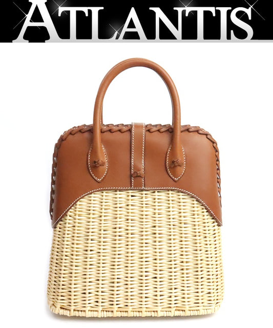 HERMES Bolide Picnic Fauve Rattan Handbag Size ONE SIZE