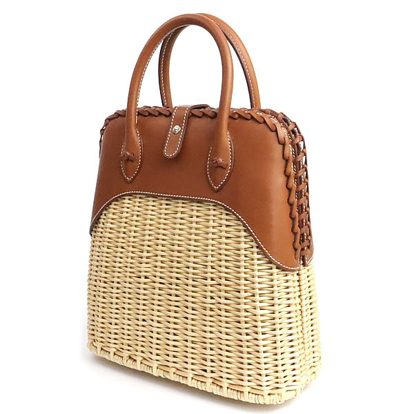 HERMES Bolide Picnic Fauve Rattan Handbag Size ONE SIZE