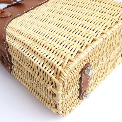 HERMES Bolide Picnic Fauve Rattan Handbag Size ONE SIZE