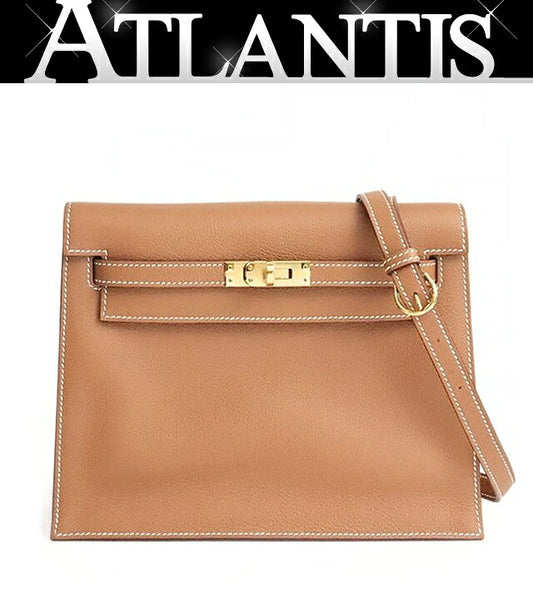 HERMES Kellydane 2 Gold Evercolor Shoulder Bag Size ONE SIZE