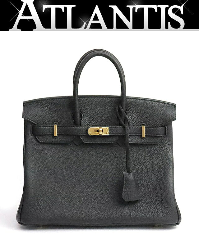 HERMES Birkin 25 Black Togo Hardware Handbag Size ONE SIZE