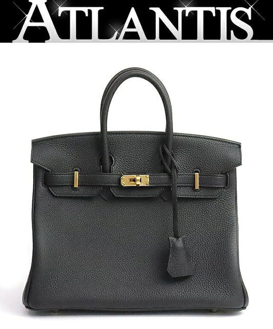 HERMES Birkin 25 Black Togo Hardware Handbag Size ONE SIZE