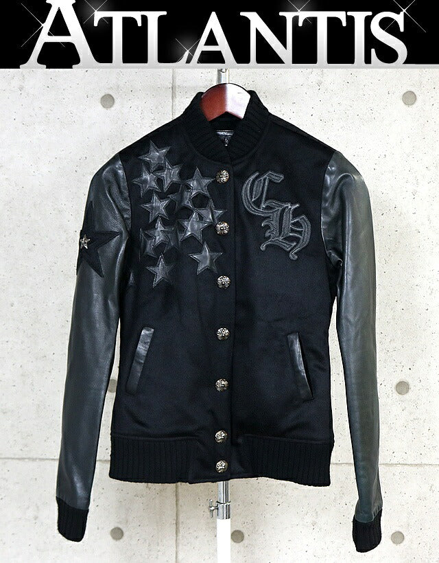 CHROME HEARTS Star Patch Leather Bomber Black Size S