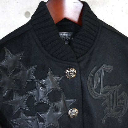 CHROME HEARTS Star Patch Leather Bomber Black Size S