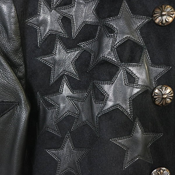 CHROME HEARTS Star Patch Leather Bomber Black Size S