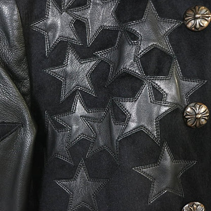 CHROME HEARTS Star Patch Leather Bomber Black Size S