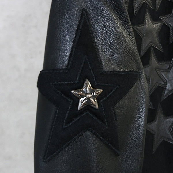 CHROME HEARTS Star Patch Leather Bomber Black Size S