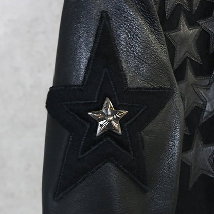 CHROME HEARTS Star Patch Leather Bomber Black Size S