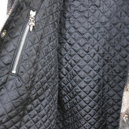 CHROME HEARTS CPO Check Shirt Wool Leather Grey Size S