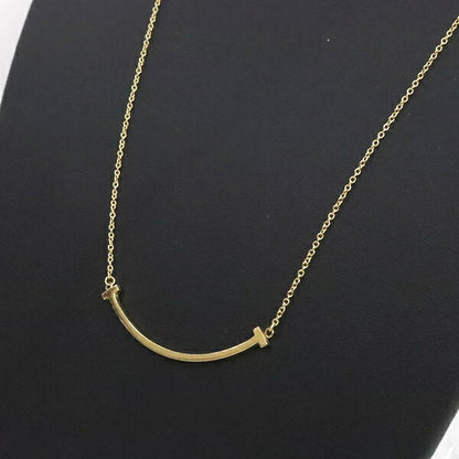 TIFFANY&Co. T Smile Bar Small K18YG Necklace Size ONE SIZE
