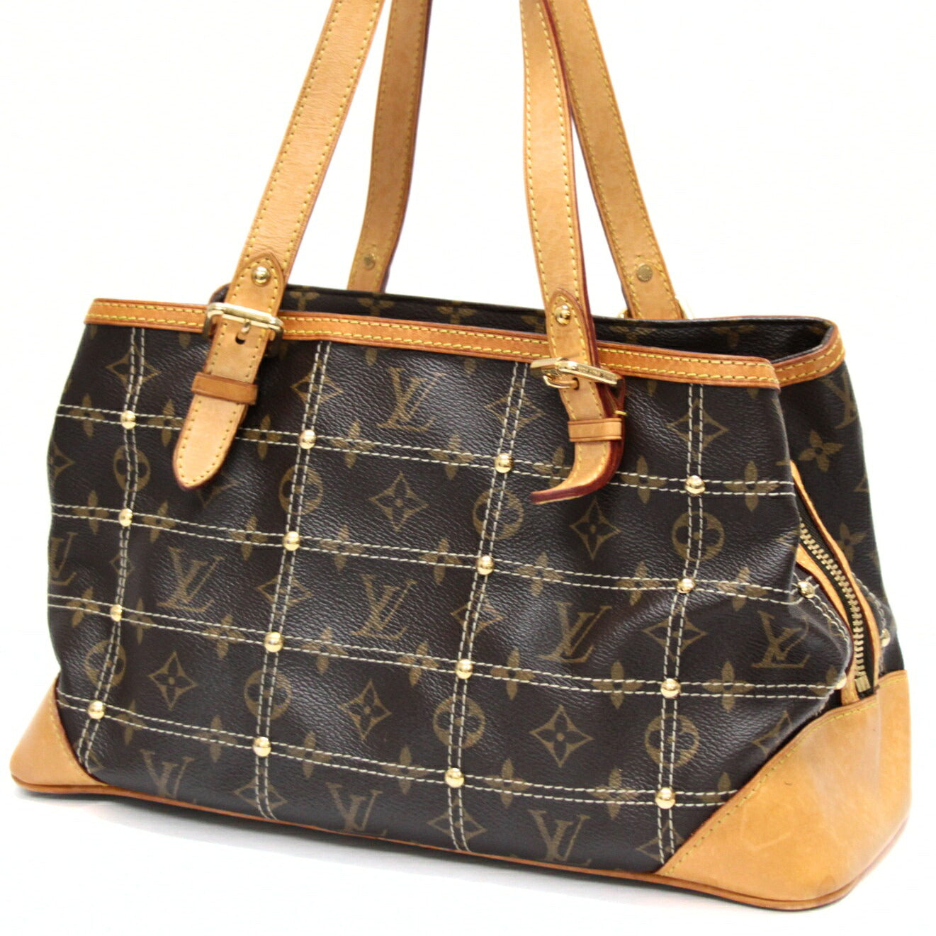 Louis Vuitton Rivet Monogram Handbag Brown Size ONE SIZE