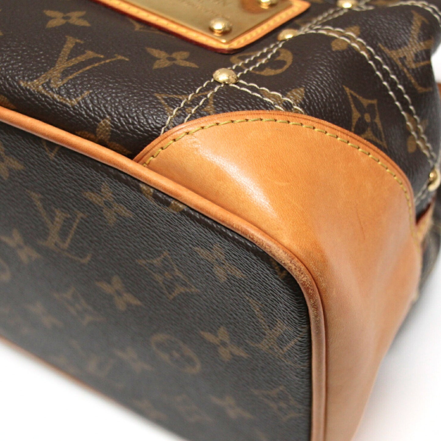 Louis Vuitton Rivet Monogram Handbag Brown Size ONE SIZE
