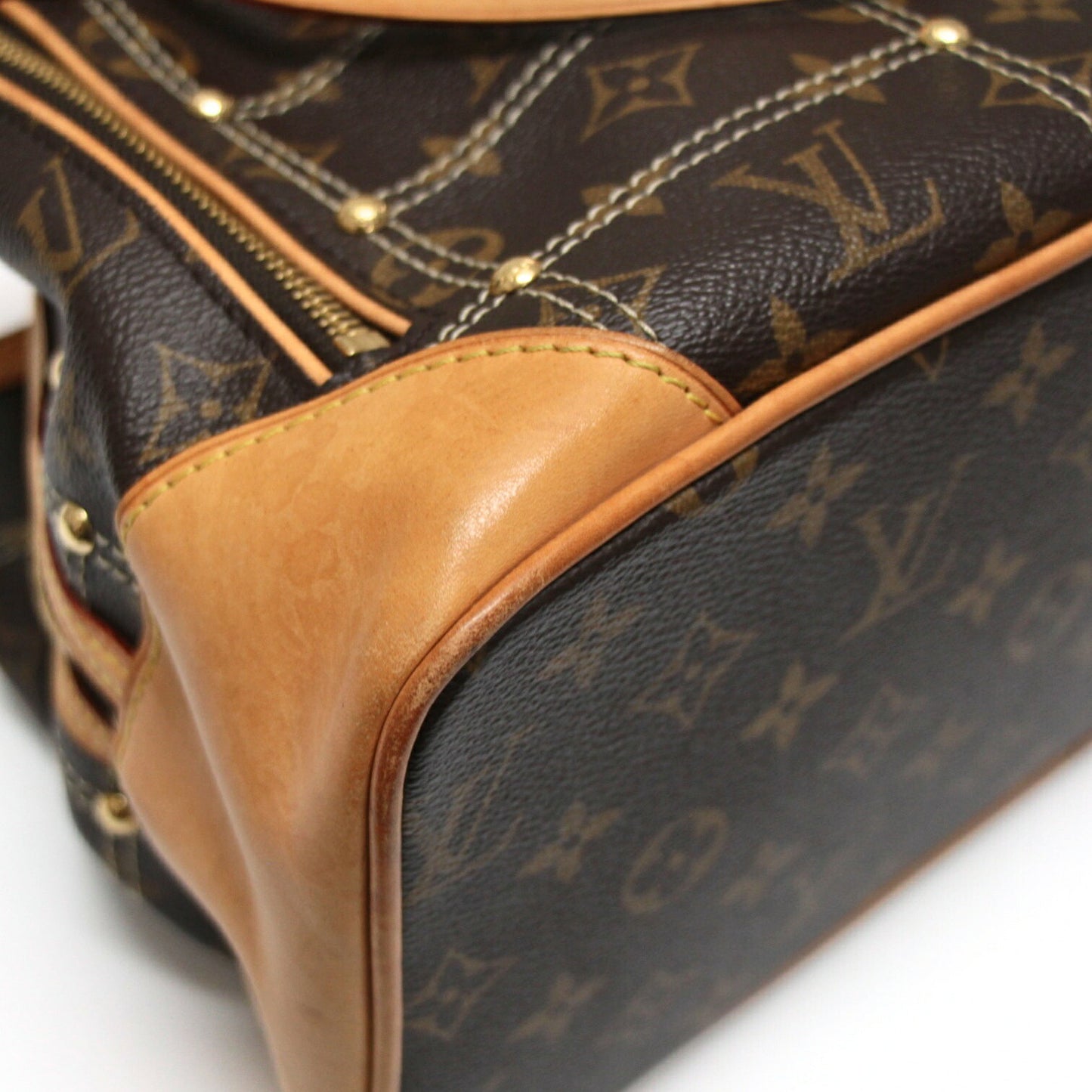 Louis Vuitton Rivet Monogram Handbag Brown Size ONE SIZE