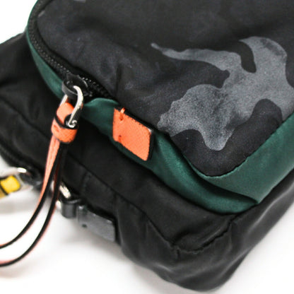 PRADA Triangle Logo Camouflage Pouch Black Size ONE SIZE