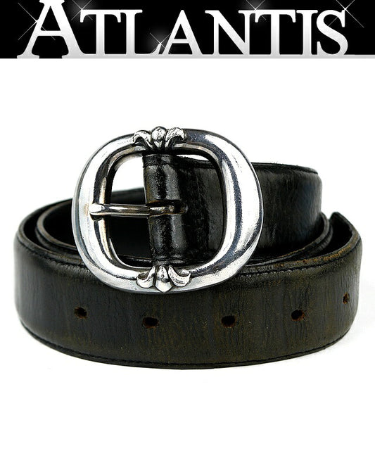 CHROME HEARTS 1.5 Gunslinger Leather Belt Black Size 32