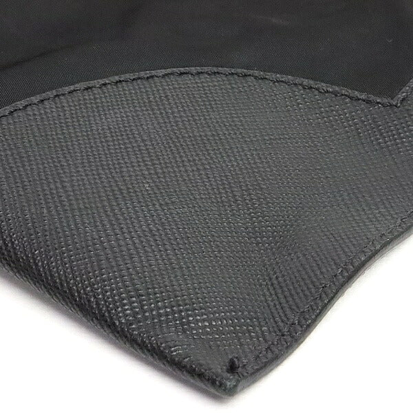 PRADA Black Nylon Saffiano Leather Clutch Bag Size ONE SIZE