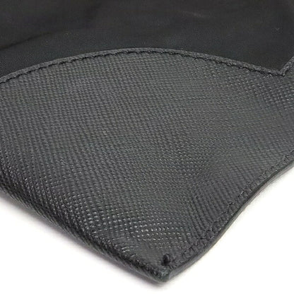 PRADA Black Nylon Saffiano Leather Clutch Bag Size ONE SIZE