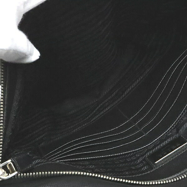 PRADA Black Nylon Saffiano Leather Clutch Bag Size ONE SIZE
